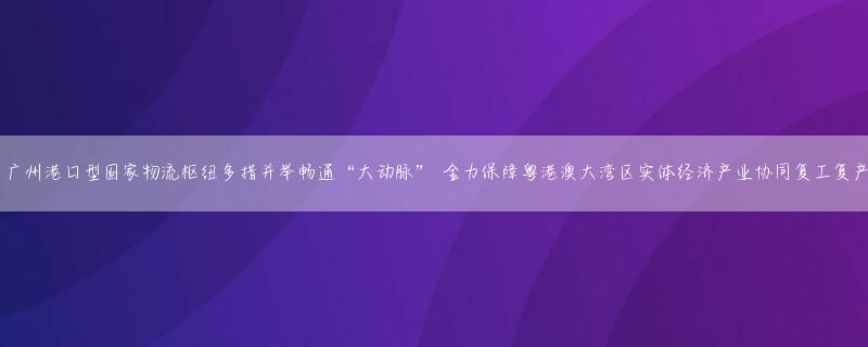 广州港口型国家物流枢纽多措并举畅通“大动脉” 全力保障粤港澳大湾区实体经济产业协同复工复产